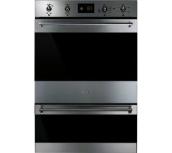 SMEG  Classic DOSP6390X Electric Double Oven - Black Glass & Stainless Steel
